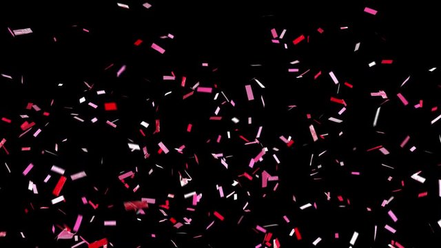 Happy Valentines Day! Love themed confetti with alpha channel! Loopable. ProRes 4444 with transparency, can be put over the top of anything you like. Shiny red and pink confetti falls and clears frame