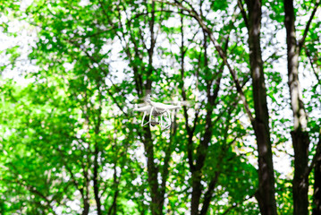 flying drone in nature.