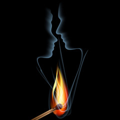 Silhouettes of persons from smoke