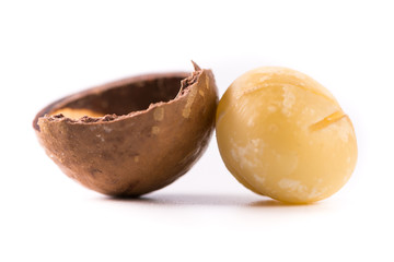 macadamia nuts on white background