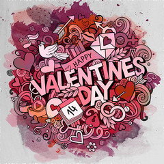 Cartoon vector hand drawn Doodle Happy Valentines Day