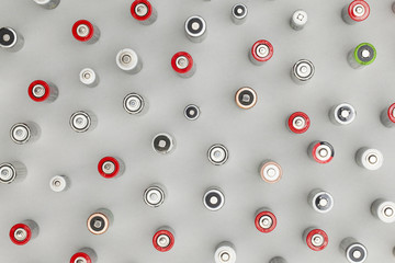 Batteries background. Energy supply and recycling concept