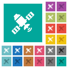 Satellite square flat multi colored icons