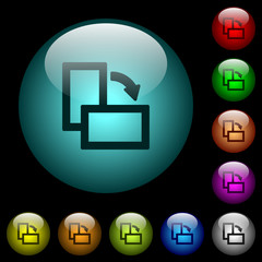 Rotate right icons in color illuminated glass buttons
