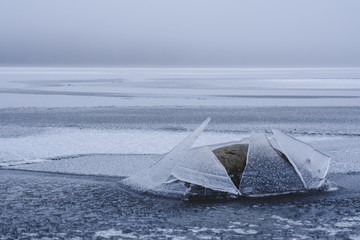 Winter is coming. Iced sea. Nothing beats rocks
