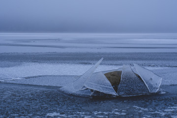 Winter is coming. Iced sea. Nothing beats rocks