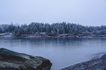 Winter is coming. Iced sea. Nothing beats rocks
