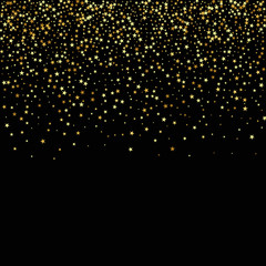 Beautiful gold stars fall Gold glitter confetti