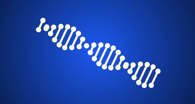 4k DNA Genetic Code on Double Helix Rendered Animation Video Zoom on Blue Background.