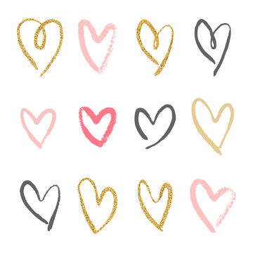 Set of 12 decorative hearts.