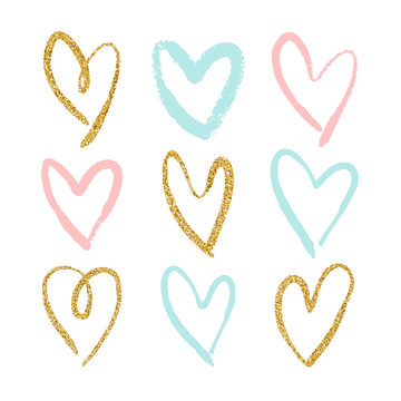 Set of 9 decorative hearts.