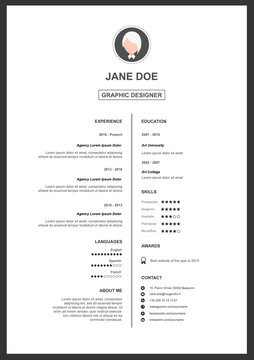cv , template avec police arial 