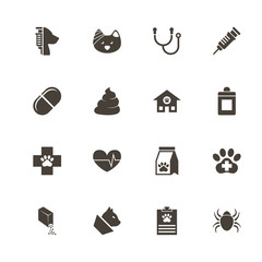Pet Vet icons. Perfect black pictogram on white background. Flat simple vector icon.