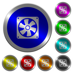 Computer fan luminous coin-like round color buttons