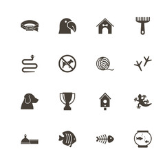 Pets icons. Perfect black pictogram on white background. Flat simple vector icon.