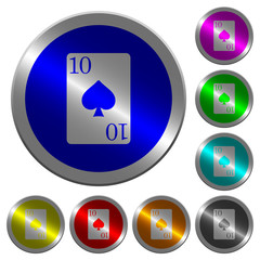 Ten of spades card luminous coin-like round color buttons