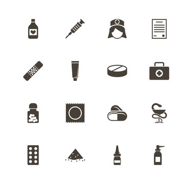 Pharmacy icons. Perfect black pictogram on white background. Flat simple vector icon.