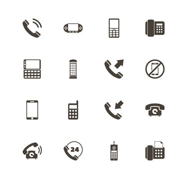 Phones icons. Perfect black pictogram on white background. Flat simple vector icon.