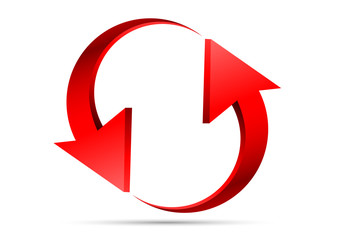 Red arrow 3D circle on white background vector illustration.