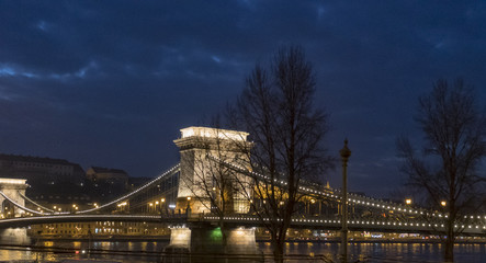 bridge on danube river at budapest, hungary