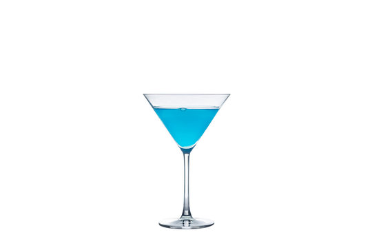 blue curacao cocktail on isolated white background composition photography
