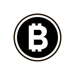 Bitcoin sign icon for internet money. Crypto currency symbol and coin image for using in web projects or mobile applications. Blockchain based secure cryptocurrency. Isolated vector illustration.