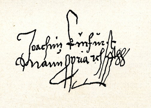 Autograph of Joachim II Hector, Elector of Brandenburg (from Spamers Illustrierte  Weltgeschichte, 1894, 5[1], 358)