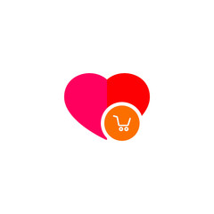 Ecommerce cart in a heart logo