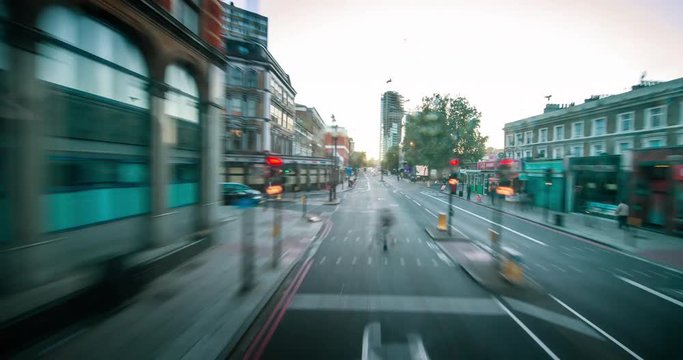 London,England,UK &ndash; July 2015 : Moving timelapse / hyperlapse shot from a bus driving through central London
