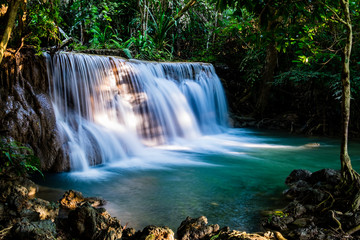 Waterfall in tropical forest at Huay Mae Khamin National Park, Thailand