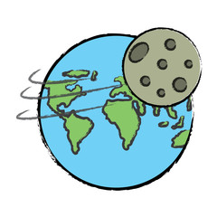earth planet and moon icon