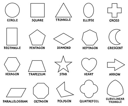 education basic geometric shapes with captions