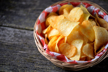 Delicious Potato chips with salt and seasonings.