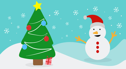 Snowman with tree background