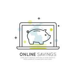 Simple Vector Icon Style Illustration of Online Investment, Fundraising, Carity or Donation Platform, Smart Savings and Profit, E-piggy Wallet
