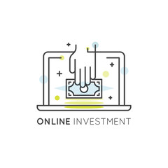 Simple Vector Icon Style Illustration of Online Investment, Fundraising, Carity or Donation Platform, Smart Savings and Profit