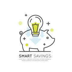 Simple Vector Icon Style Illustration of Online Investment, Fundraising, Carity or Donation Platform, Smart Savings and Profit, E-piggy Wallet