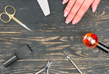 Manicure tool in table