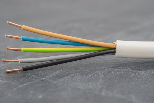 Close up of a multi-conductor insulated power cable
