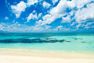 Beautiful landscape of clear turquoise Indian ocean, Maldives islands