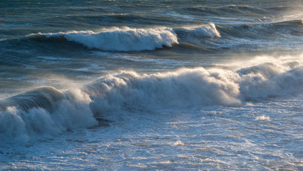 Waves breaking on the coast
