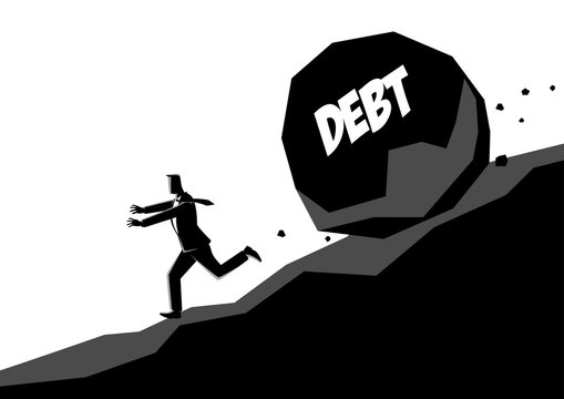 man running from debt boulder clip art preview