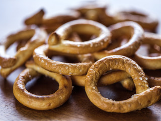 Pile of salted pretzels