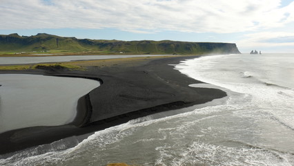 Black sand Reynisfjara beach in southern Iceland.