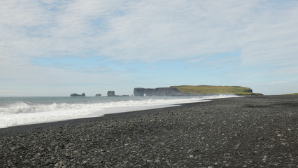 Black sand Reynisfjara beach in southern Iceland.