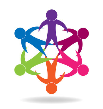 Logo teamwork unity holding hands educational concept icon vector template