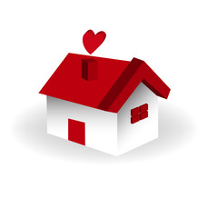 Isolated 3d home with heart, icon vector