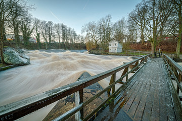 Bridge over Morrum river - winter landscape