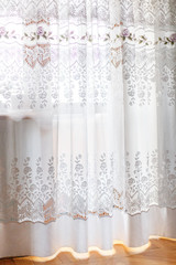 White curtains in room, day light
