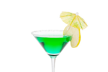 Green martini cocktail isolated